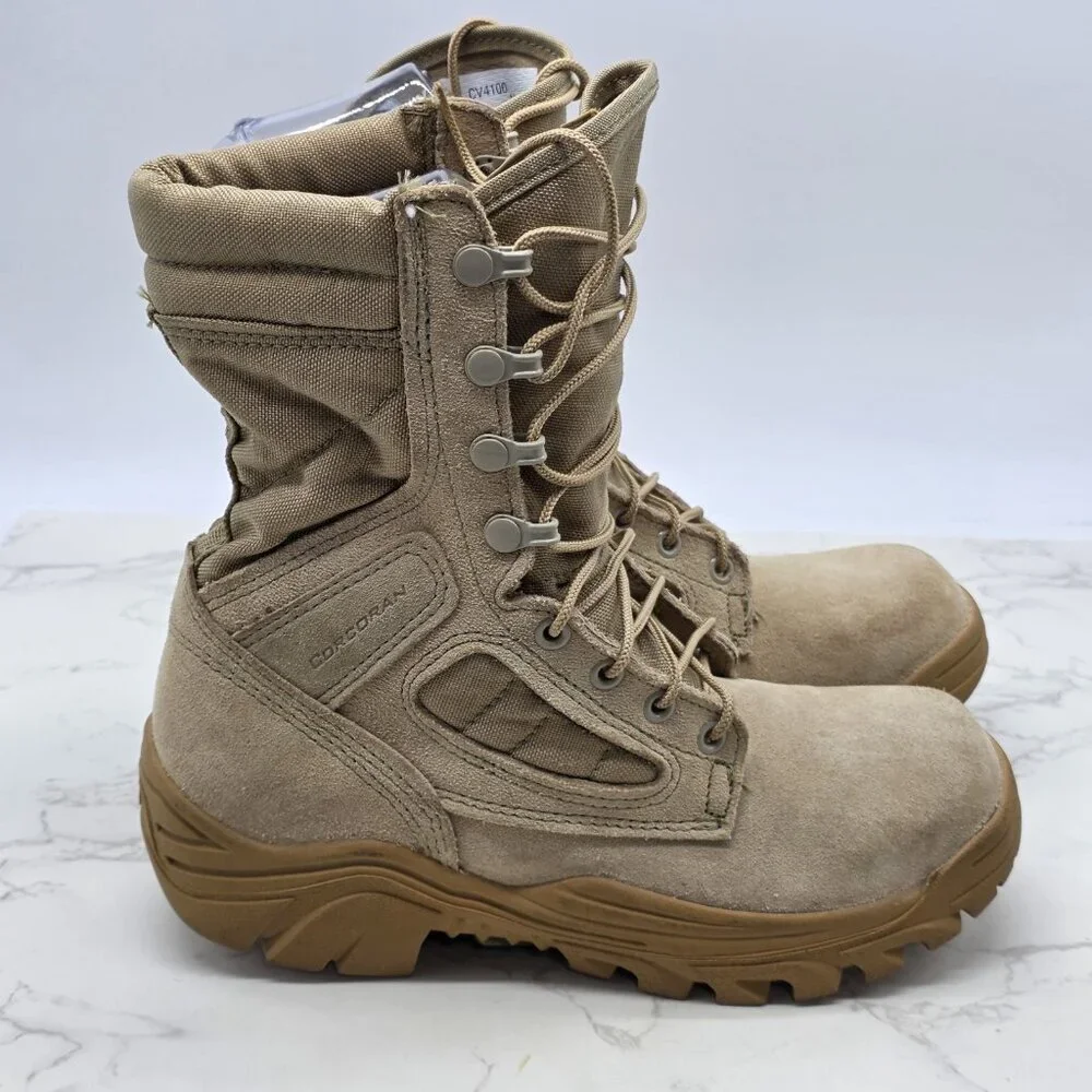 Corcoran Military Leather Boots Mens 6 Women 8 Brown USA Vibram Combat Steel Toe